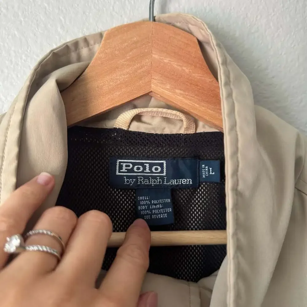 Vintage Polo Ralph Lauren Harrington Jacket Beige Tan Men’s Large Pony 90s